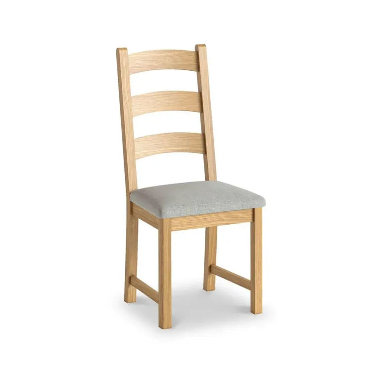 Paris Dining Chair - Set of 2 - Beige Fabric - Ladder Back Oak