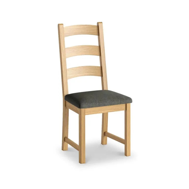 Paris Dining Chair - Set of 2 - Charcoal Fabric - Ladder Back Oak