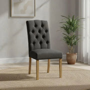 Paris Dining Chair - Set of 2 - Charcoal Fabric Button Back