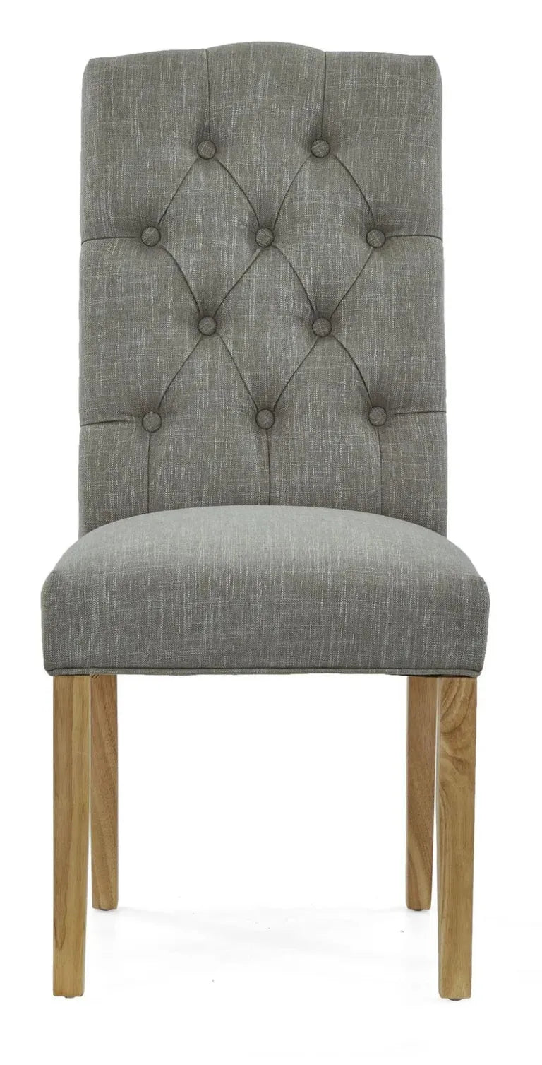 Paris Dining Chair - Set of 2 - Grey Fabric Button Back