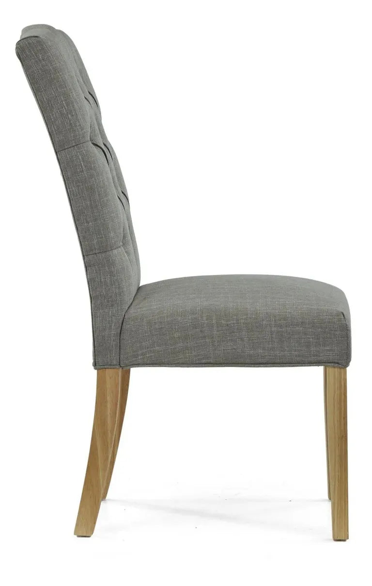 Paris Dining Chair - Set of 2 - Grey Fabric Button Back