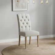 Paris Dining Chair - Set of 2 - Natural Fabric Button Back