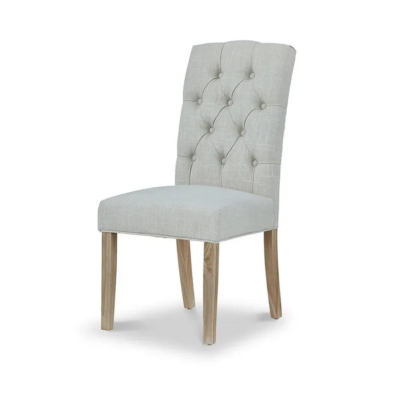 Paris Dining Chair - Set of 2 - Natural Fabric Button Back