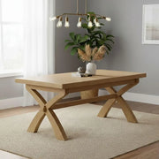 Paris Extending Dining Table with Cross Leg - 8-10 Seater - 200cm-245cm - Oak