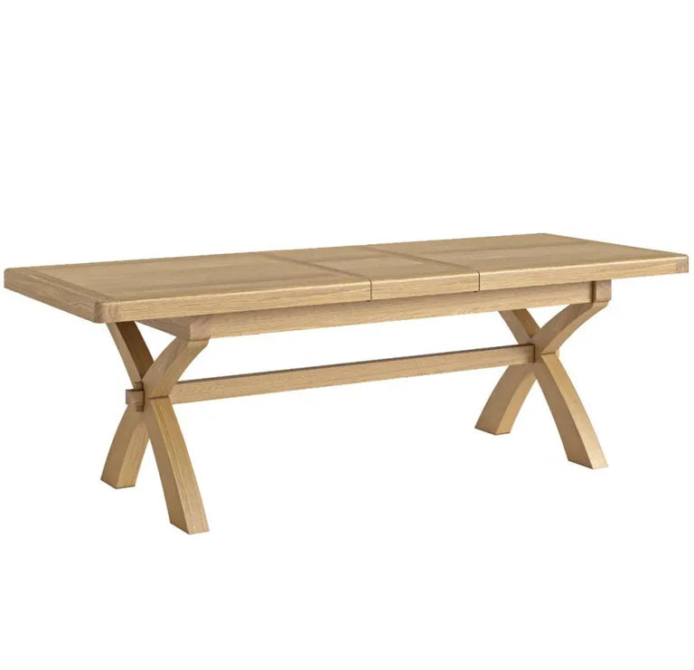 Paris Extending Dining Table with Cross Leg - 8-10 Seater - 200cm-245cm - Oak