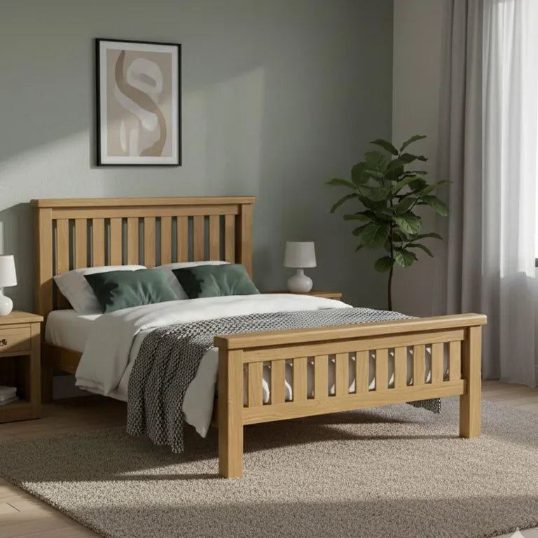 Paris Slatted Bed - 5ft King Size - Oak
