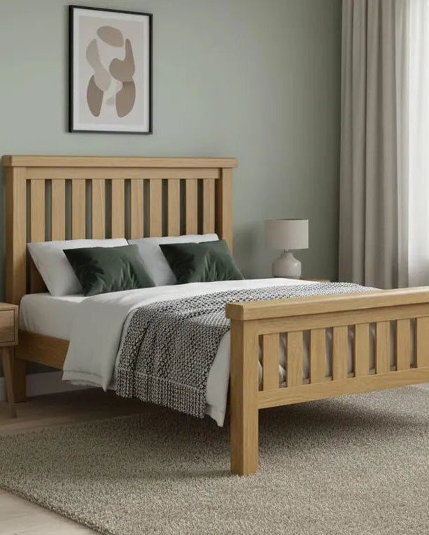 Paris Slatted Bed - Oak - 4ft 6in Double