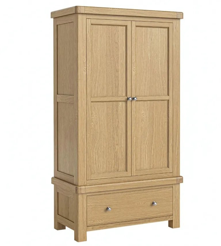 Paris Wardrobe - 2 Door 1 Drawer - Oak