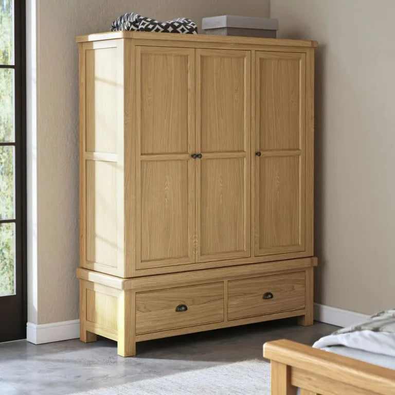 Paris Wardrobe - 3 Door 2 Drawer - Oak