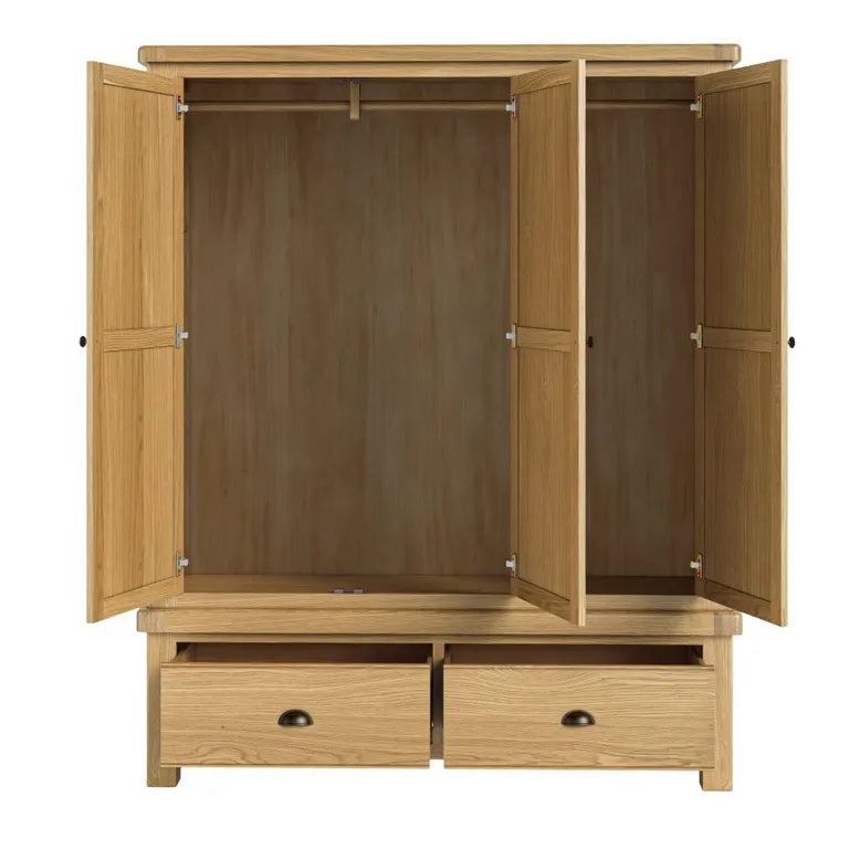Paris Wardrobe - 3 Door 2 Drawer - Oak