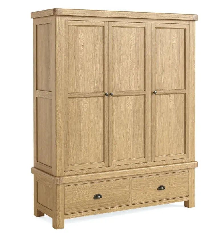 Paris Wardrobe - 3 Door 2 Drawer - Oak