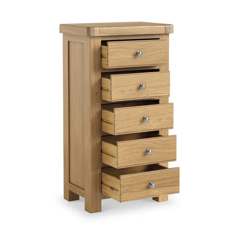 Paris Chest - 5 Drawer Tallboy - Oak