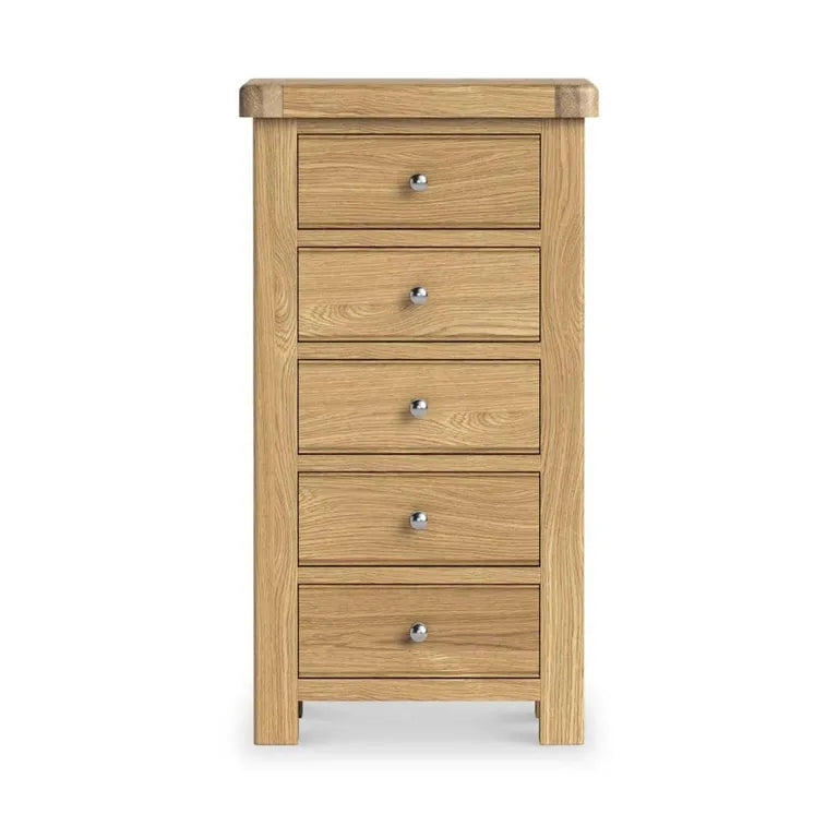 Paris Chest - 5 Drawer Tallboy - Oak