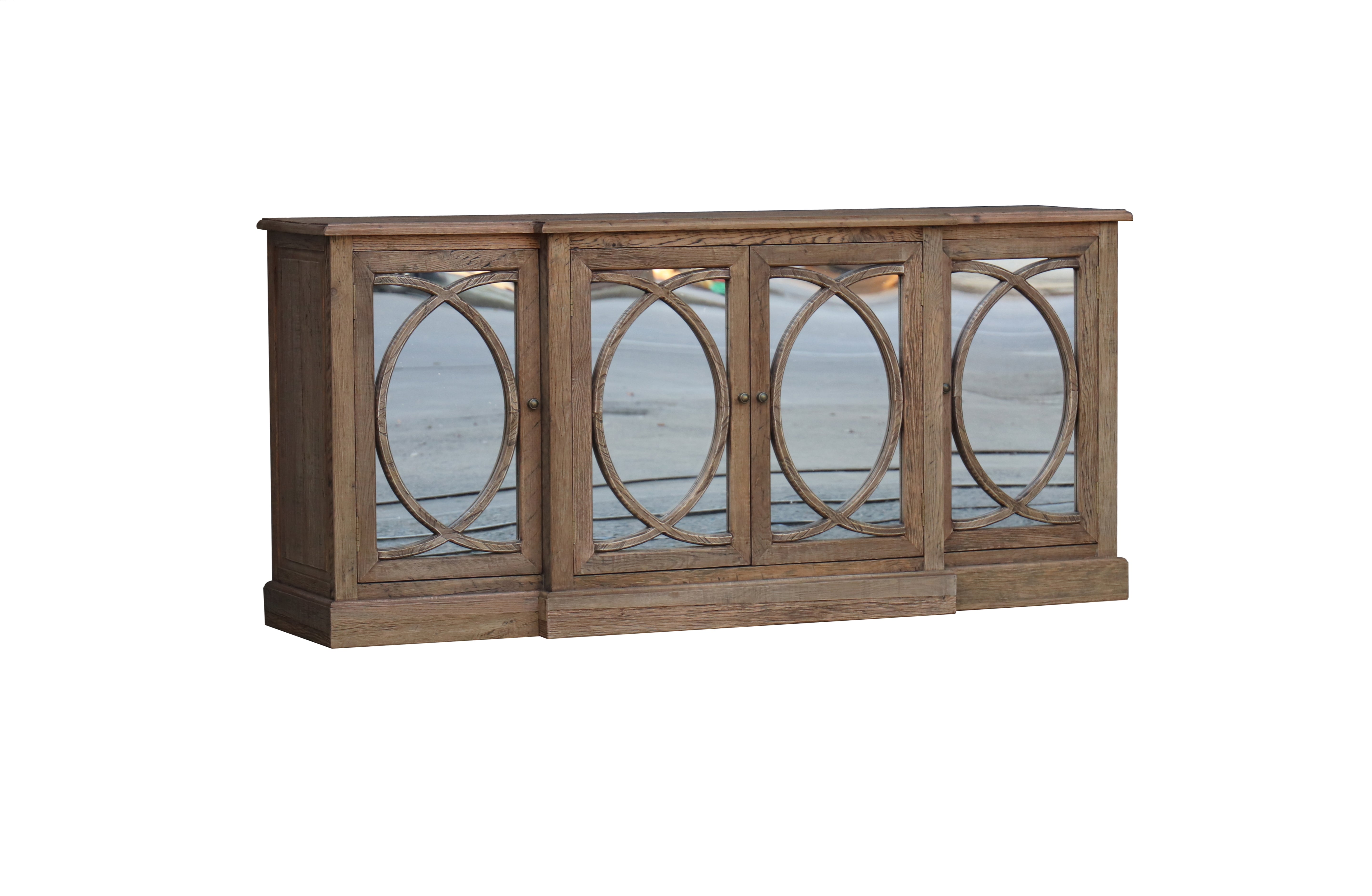 Dunkirk Reclaimed Oak 4 Door Mirrored Sideboard