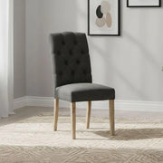 Rouen Chelsea Dining Chair - Set of 2 - Oak & Charcoal Fabric