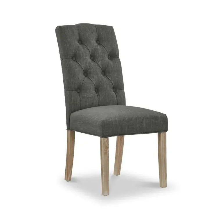 Rouen Chelsea Dining Chair - Set of 2 - Oak & Charcoal Fabric
