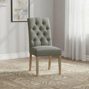Rouen Chelsea Dining Chair - Set of 2 - Oak & Grey Fabric