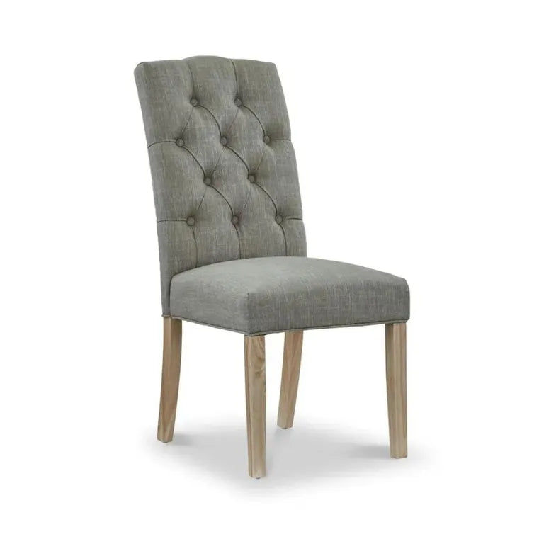 Rouen Chelsea Dining Chair - Set of 2 - Oak & Grey Fabric