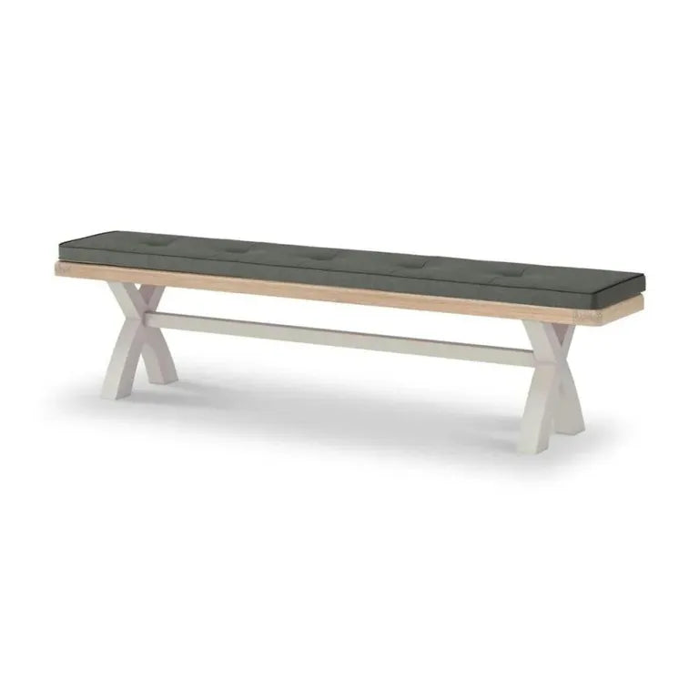Rouen Dining Bench with Cross Leg - Charcoal Fabric