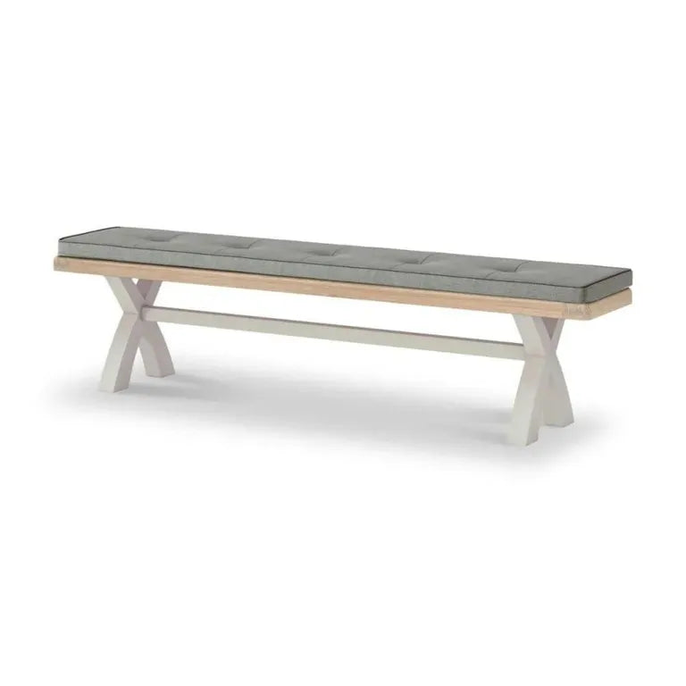 Rouen Dining Bench with Cross Leg - Grey Fabric