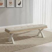 Rouen Dining Bench with Cross Leg - Beige Fabric