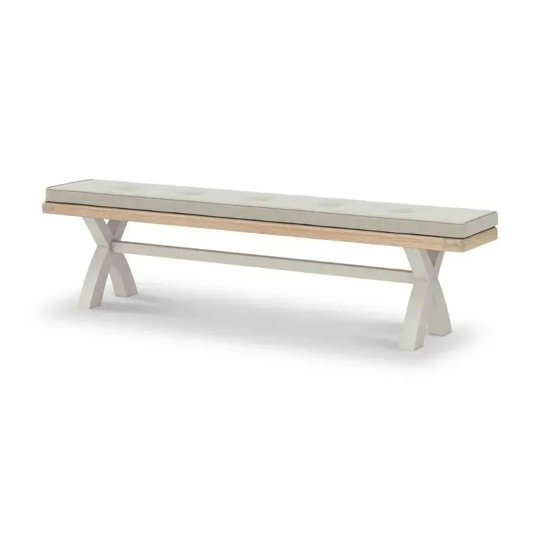 Rouen Dining Bench with Cross Leg - Beige Fabric