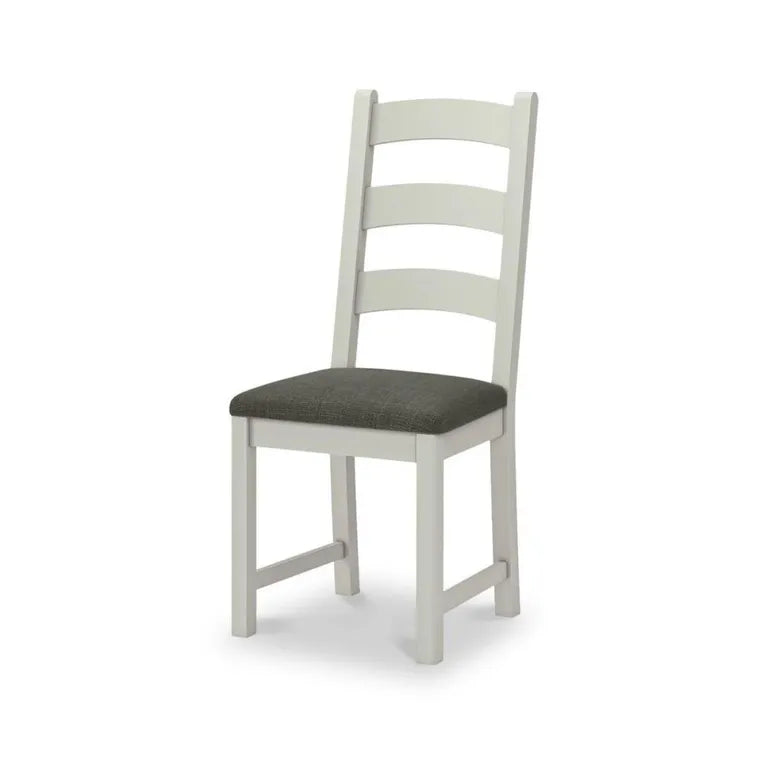 Rouen Dining Chair - Set of 2 - Ladder Back - Grey Oak - Charcoal Fabric