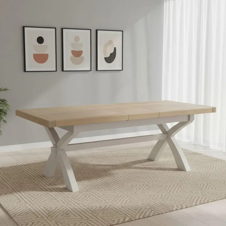 Rouen Extending Dining Table with Cross Leg - 8-10 Seater - 200cm-245cm