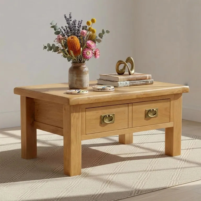 Tours Premium Coffee Table - 2 Drawer - Oak