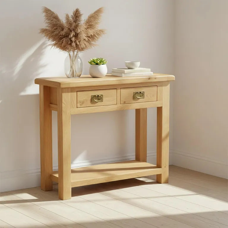 Tours Premium Console Table - 2 Drawer - Oak