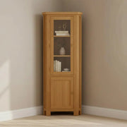 Tours Premium Corner Display Cabinet - 2 Door - Oak