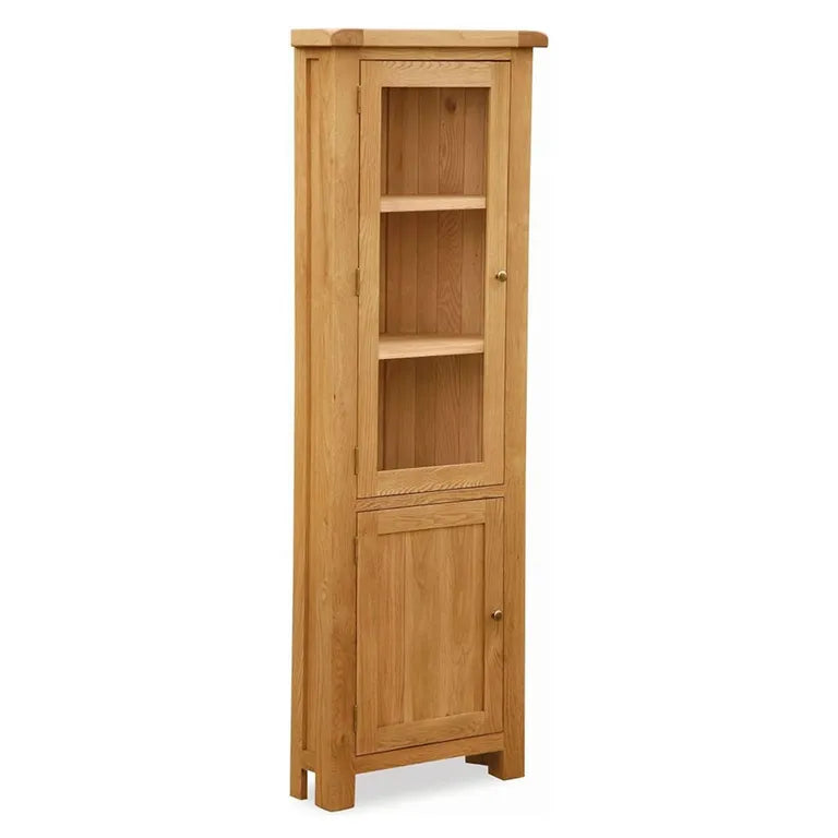Tours Premium Corner Display Cabinet - 2 Door - Oak