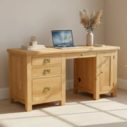 Tours Premium Double Desk - Oak