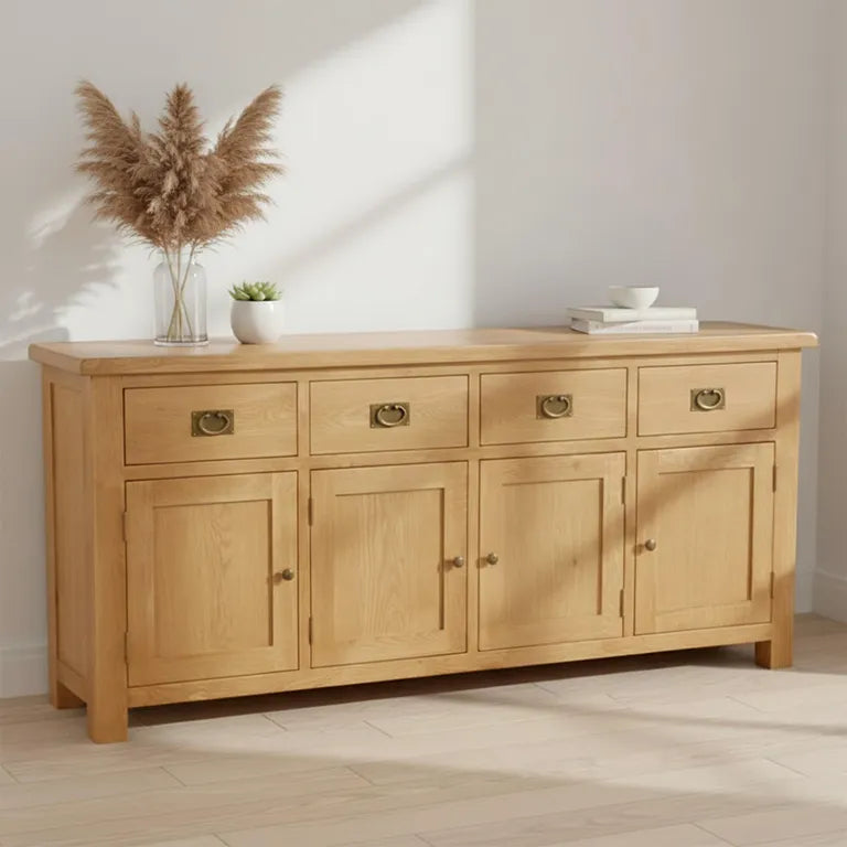 Tours Premium Extra Large Sideboard - 4 Door - Oak - 191cm