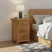 Tours Premium Narrow Bedside Cabinet - 3 Drawer - Oak