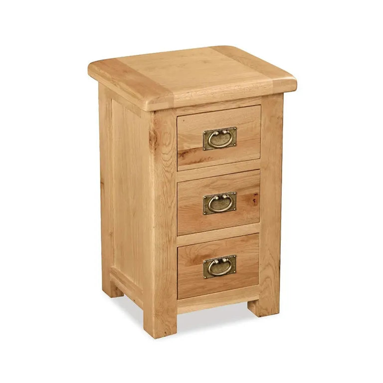 Tours Premium Narrow Bedside Cabinet - 3 Drawer - Oak