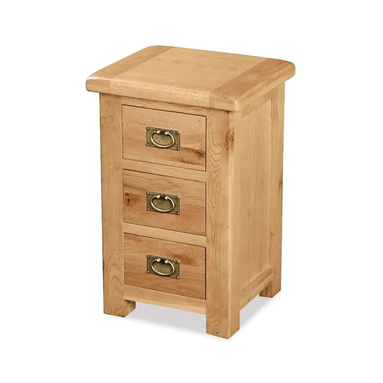 Tours Premium Narrow Bedside Cabinet - 3 Drawer - Oak