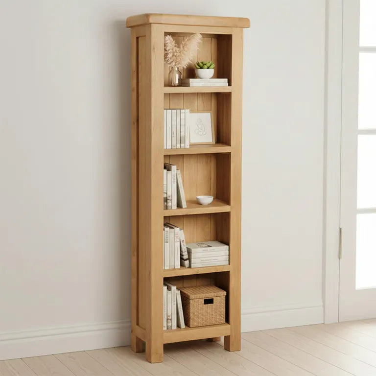Tours Premium Narrow Bookcase - Oak