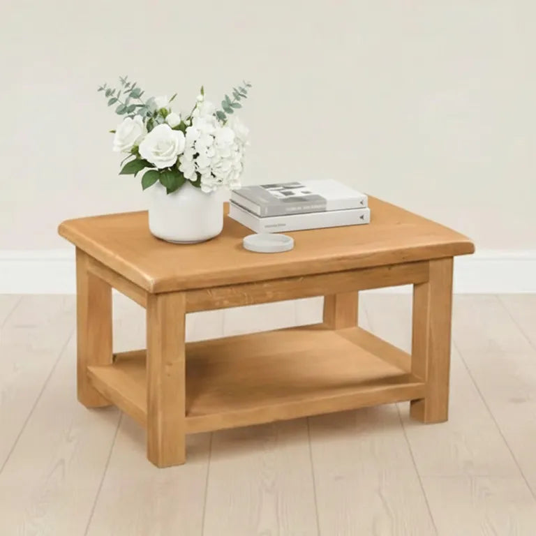 Tours Premium Small Coffee Table - with Shelf - Oak