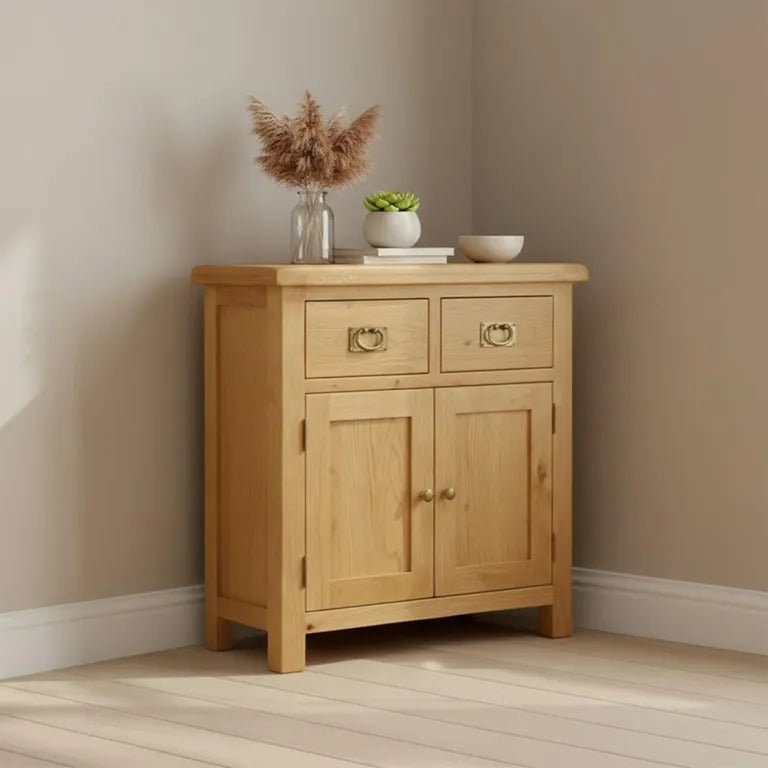 Tours Premium Small Sideboard - 2 Door - Oak - 107cm