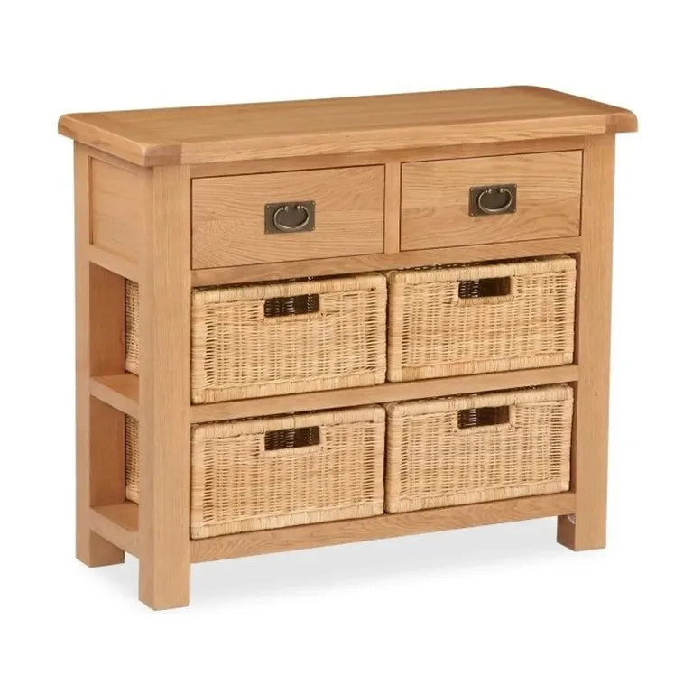 Tours Premium Small Sideboard - with Baskets - Oak - 100cm