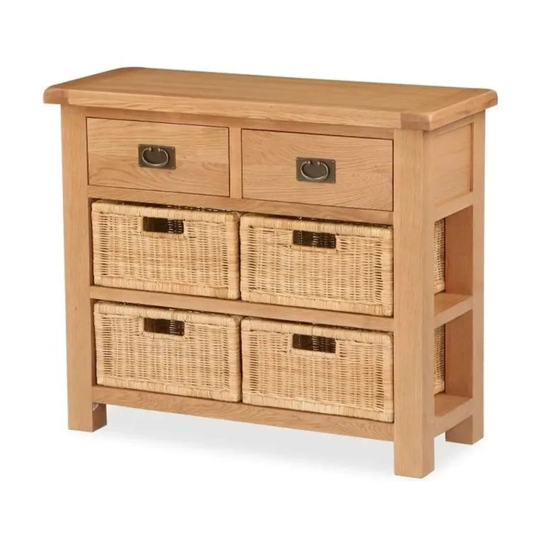 Tours Premium Small Sideboard - with Baskets - Oak - 100cm