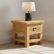 Tours Premium Square Lamp Table - 1 Drawer - Oak