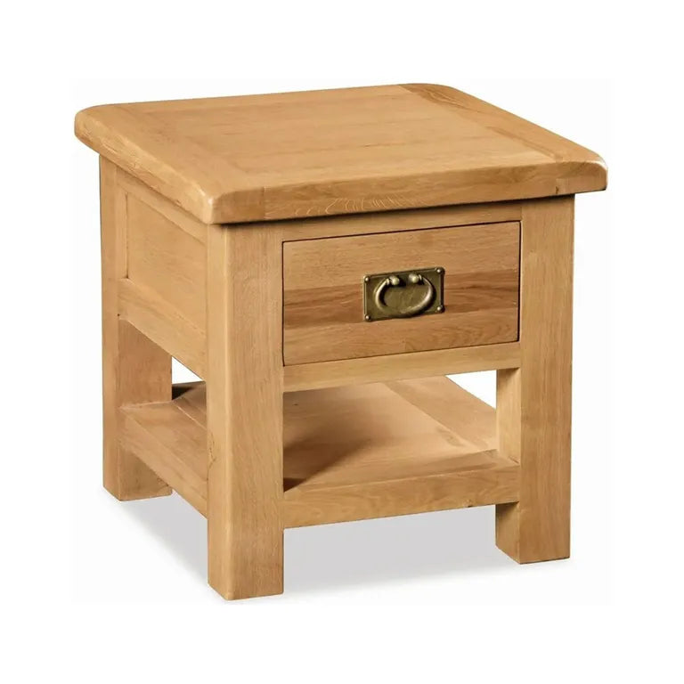 Tours Premium Square Lamp Table - 1 Drawer - Oak