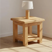 Tours Premium Square Lamp Table - with Shelf - Oak