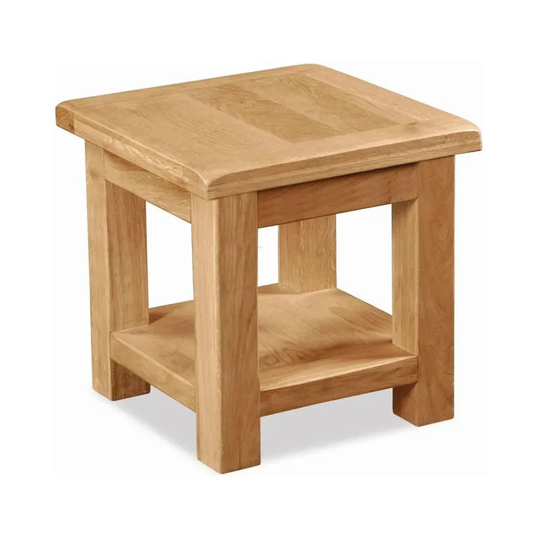Tours Premium Square Lamp Table - with Shelf - Oak