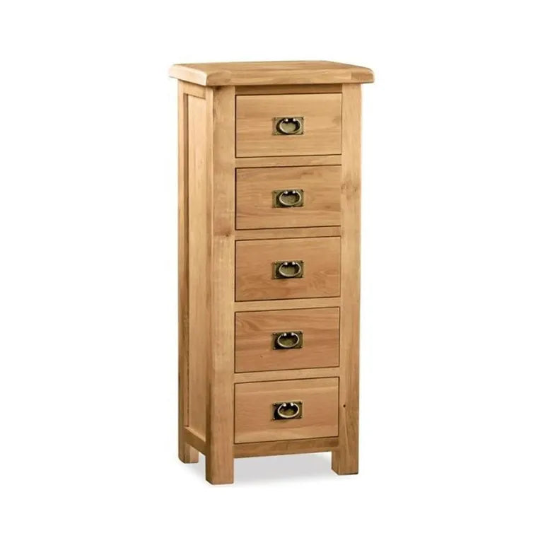Tours Premium Tallboy Chest - 5 Drawer - Oak