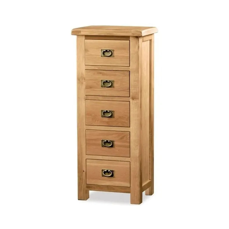 Tours Premium Tallboy Chest - 5 Drawer - Oak