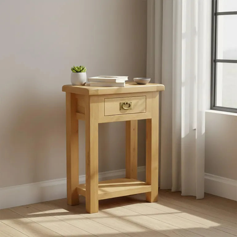 Tours Premium Telephone Table - 1 Drawer - Oak