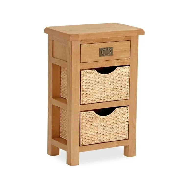 Tours Premium Telephone Table - 1 Drawer - with Baskets - Oak